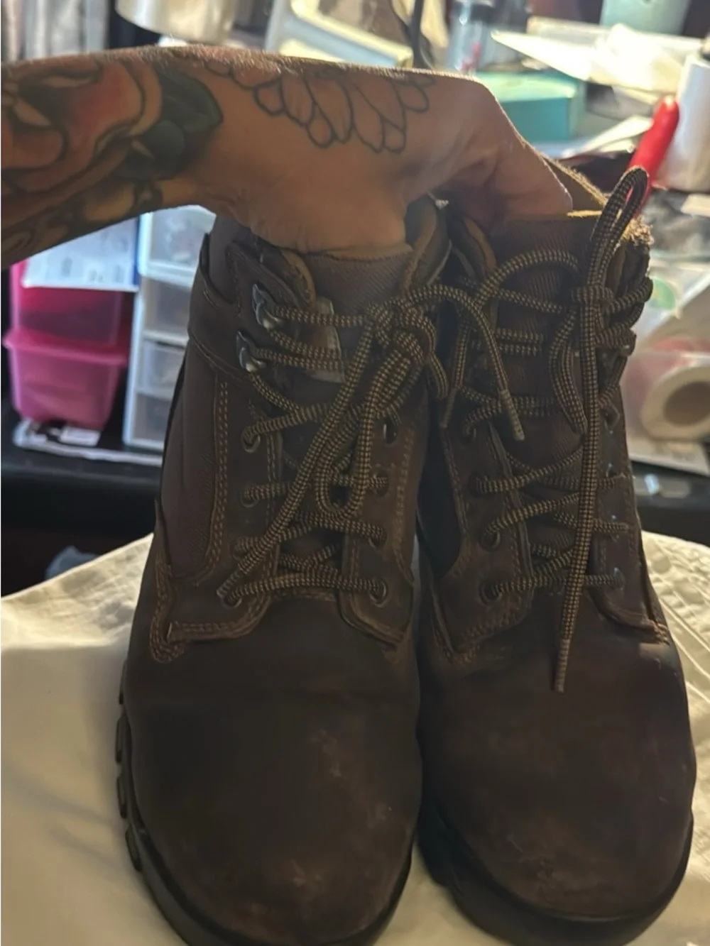 Carhartt Brown Lace-Up Steel Toe Work Boot